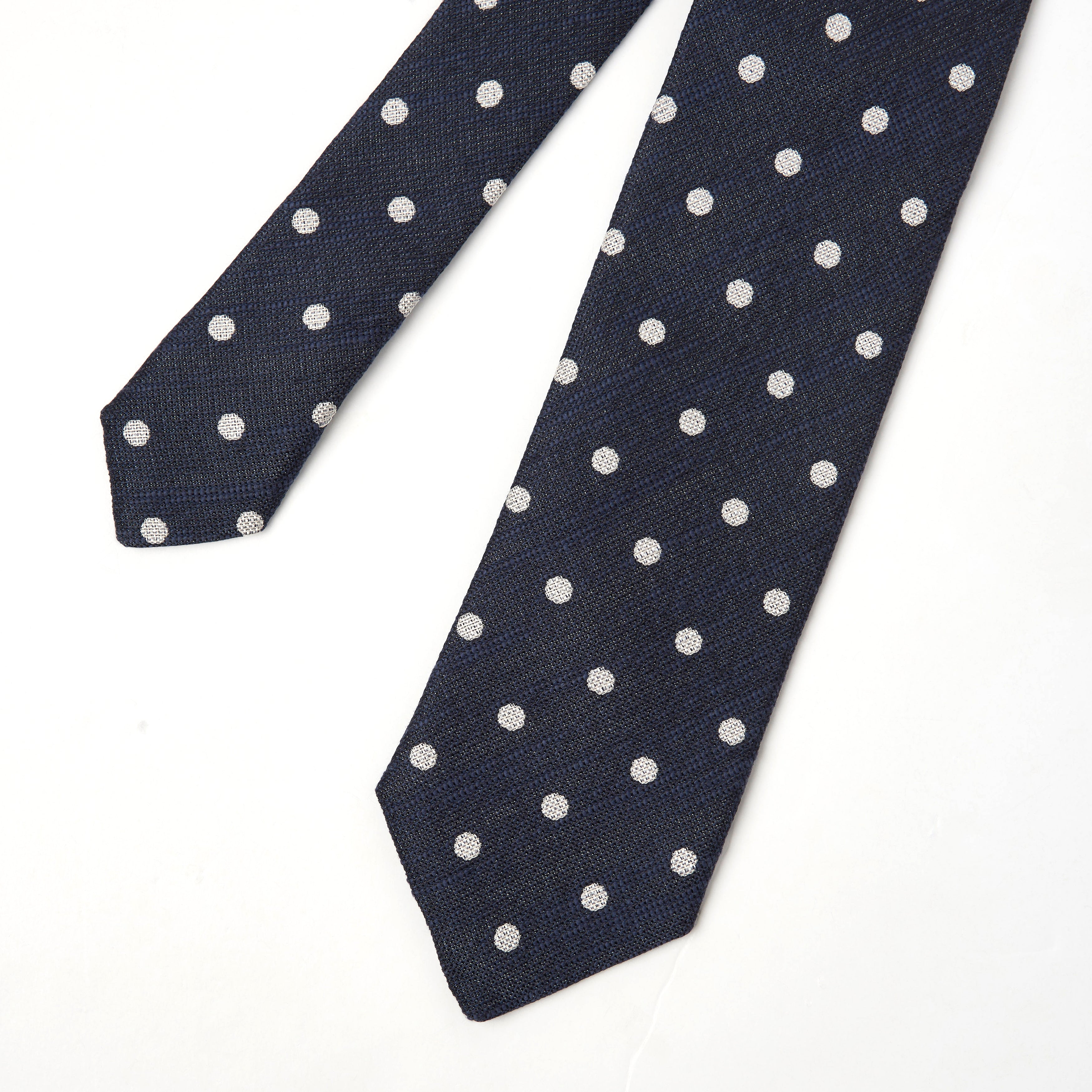 Tussah Weave - Navy - Polkadot